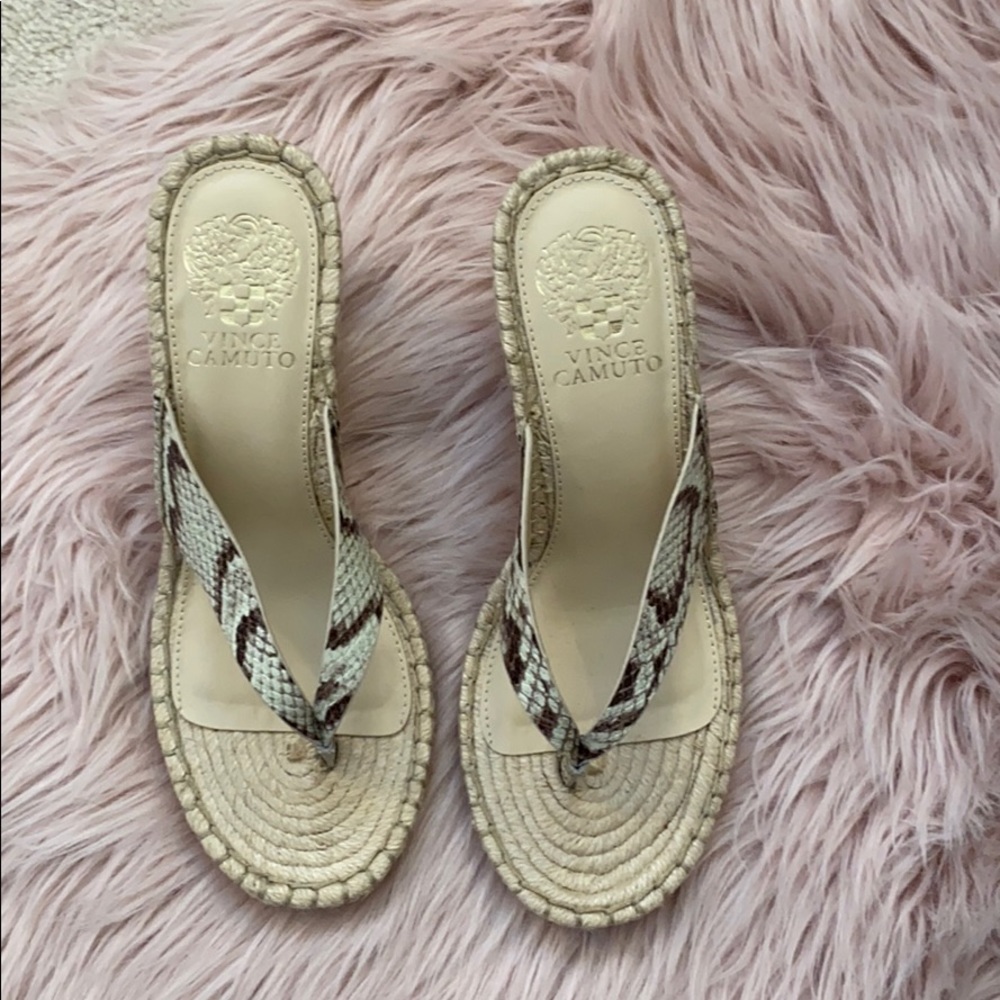 Vince Camuto Beige and Brown Sandals